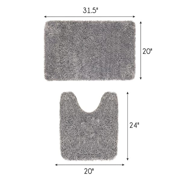 SUSSEXHOME Solid Gray Bathroom Rugs Sets, Non Slip Bath Mats, 2-Piece Bathroom  Rugs Sets CAL-SLD-GY-2SET - The Home Depot