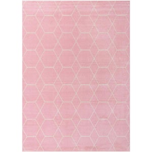 Trellis Frieze Light Pink/Ivory 8 ft. x 11 ft. Geometric Area Rug