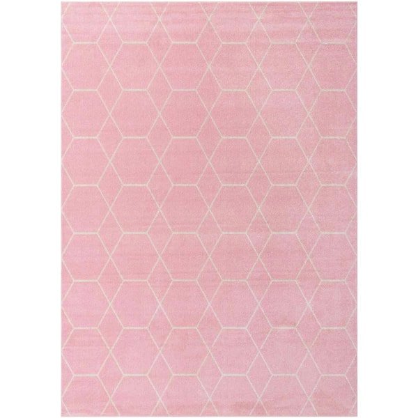 StyleWell Trellis Frieze Light Pink/Ivory 8 ft. x 11 ft. Geometric Area Rug