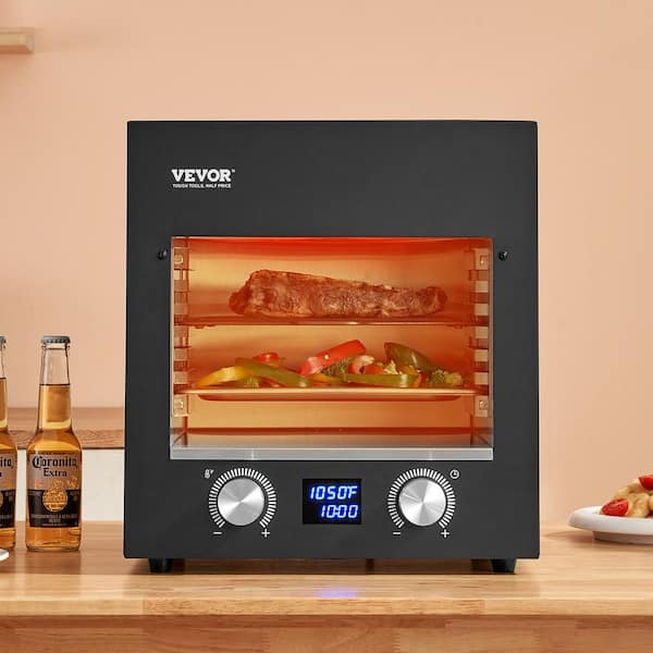 Steak Grill, Portable Electric Grill in Black 1800W Smokeless Infrared 1450°F Stainless Steel Cooker, Adjustable Rack