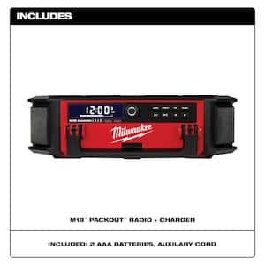 M18 18-Volt Lithium-Ion Cordless PACKOUT Radio/Speaker with Built-In Charger W/M18 FUEL SURGE 1/4 in. Hex Impact Driver