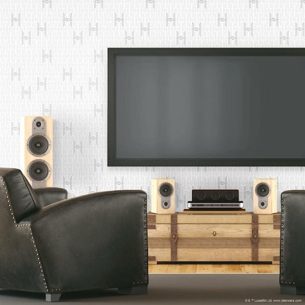 Star Wars White and Grey Tie Fighter Peel and Stick Wallpaper (Covers 28.29 sq. ft.)