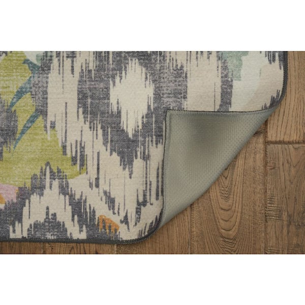 Grayson Ivory and Charcoal 3 ft. W x 5 ft. L Washable Polyester Indoor/Outdoor Area Rug