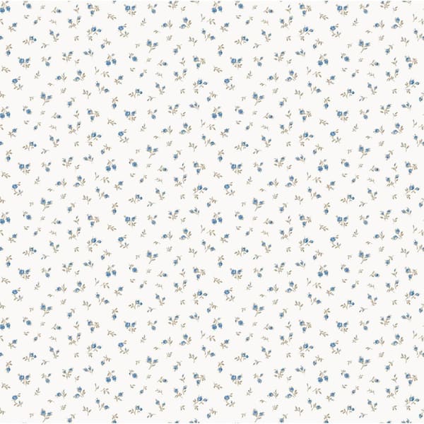 Unbranded Tiny Floral and Leaf Motif Blue/Beige/White Matte Finish EcoDeco Material Non-Pasted Wallpaper Roll