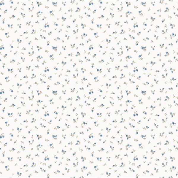 Tiny Floral and Leaf Motif Blue/Beige/White Matte Finish EcoDeco ...