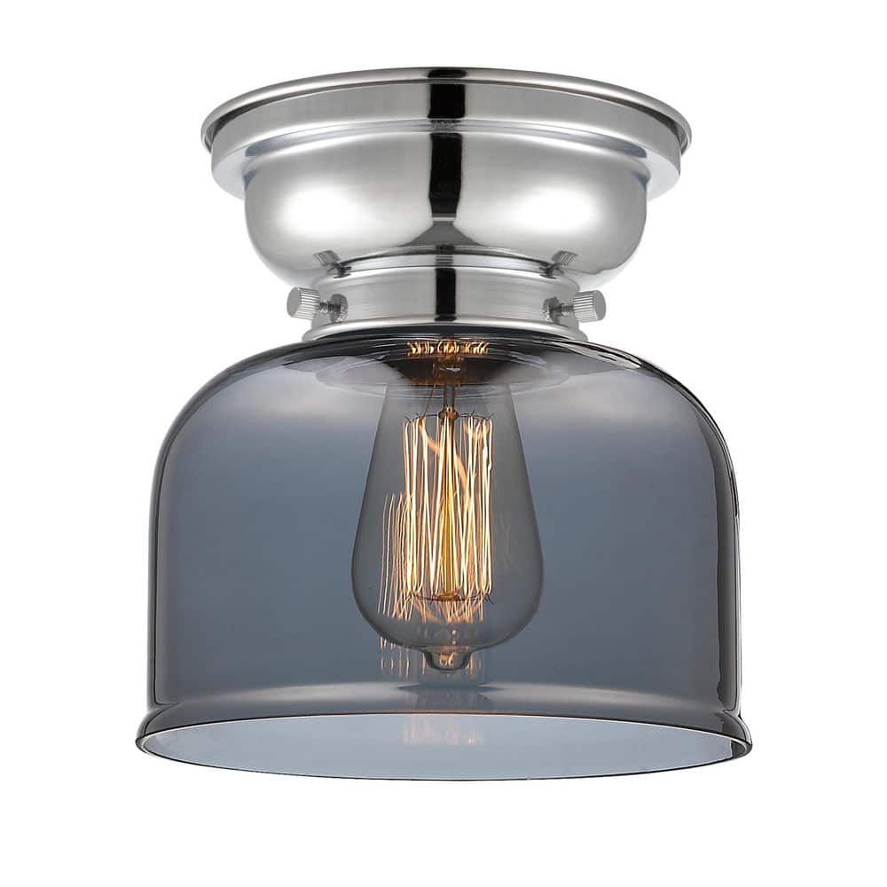 Bell 8 in. 1-Light Polished Chrome Industrial Flush Mount with Smoked Glass Shade price history on PriceWatchPro