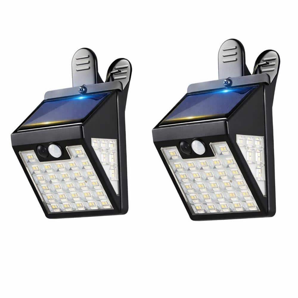 72 LED Black Solar Motion Sensor Clip-On Fence Light 600 Lumens