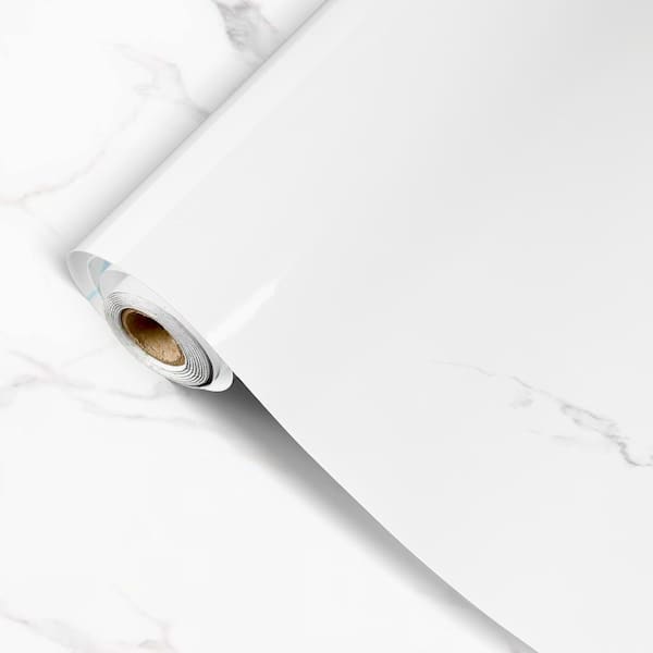 Peel, Stick Wallpaper Self Adhesive Decorative Contact Paper for Wall Kitchen Decor (White Marble, 15.7 in. x 196.8 in.)