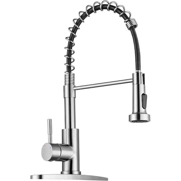 Spring 18.5 in. Single Handle 2-Mode Pull Down Sprayer Kitchen Faucet with 360 Degree Swivel Lead-Free in Brushed Nickel