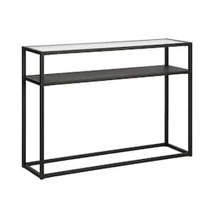 Nellie 42 in. Blackened Bronze Standard Rectangle Glass Console Table with Storage