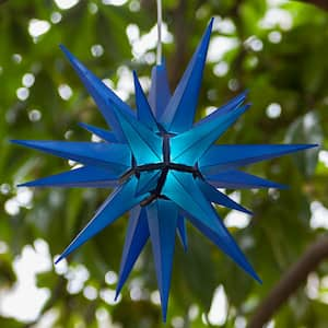 14 in. Illuminated LED Blue Holiday Moravian Star