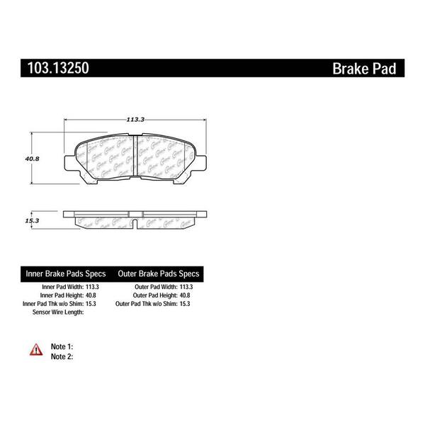 Centric Parts Disc Brake Pad Set 2008-2010 Toyota Highlander