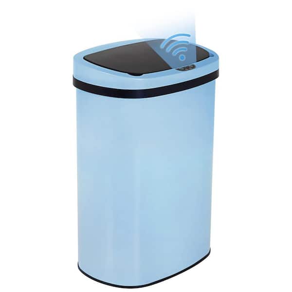 ITOPFOX Automatic 13 Gal. Blue Metal Household Trash Can Touchless Lid