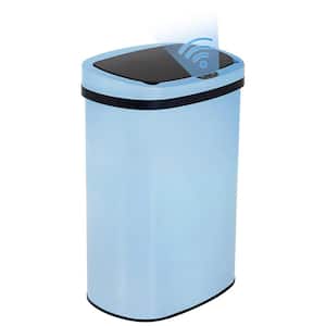Automatic 13 Gal. Blue Metal Household Trash Can Touchless Lid