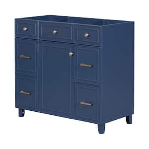 35.4 in. W x 16.65 in. D x 33.3 in. H Bath Vanity Cabinet without Top with 3-Drawers and Adjustable Shelf in Blue