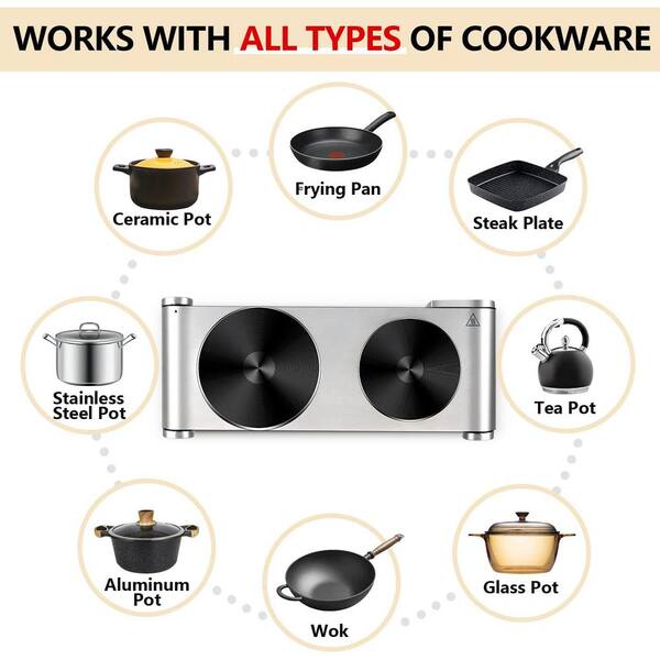 Jeremy Cass 14.57-in 2 Elements Stainless Steel Electric Hot Plate