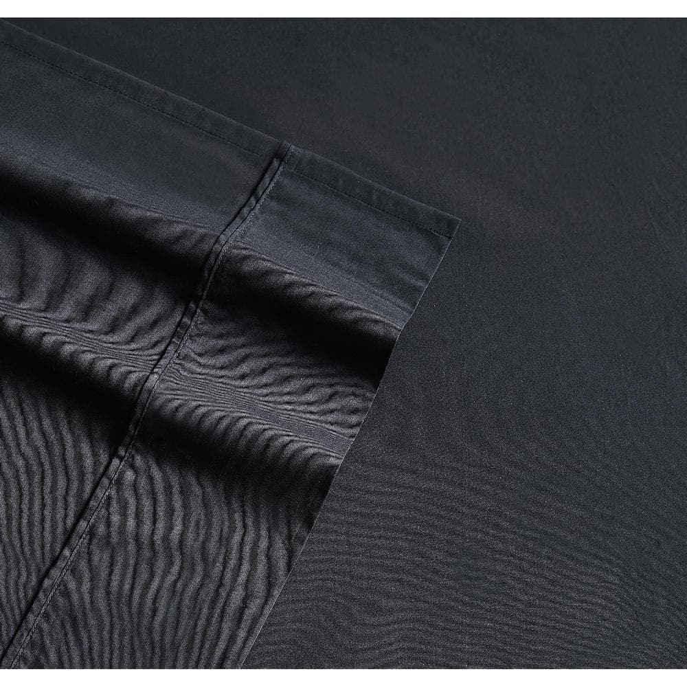 Classic Black Cotton Percale Full Sheet Set