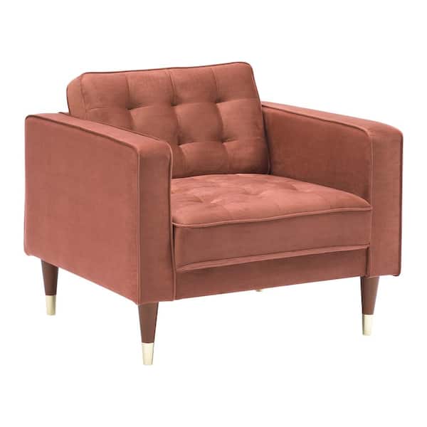 Armen Living Somerset Blush Velvet Mid Century Modern Club Chair