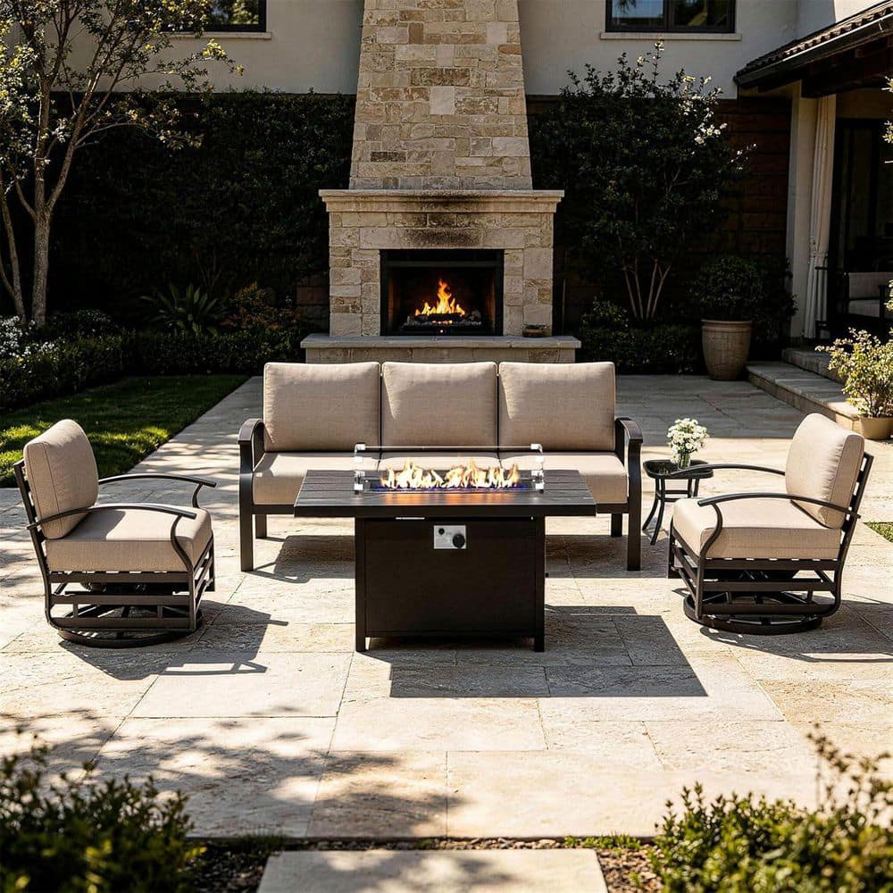 洋書 Sets: Performing Surfaces. + 3firms Halmuz 5-Piece Aluminum Patio Fire Pit Sectional Seating Set with