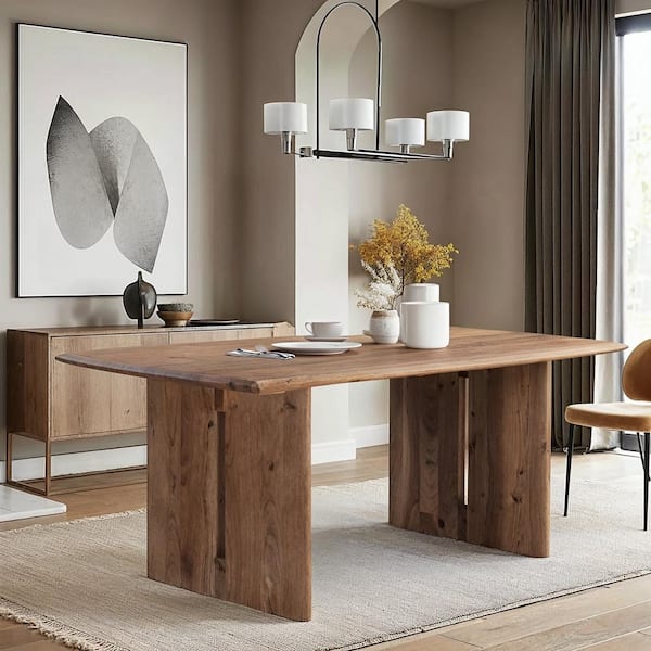 PRIMO INTERNATIONAL Marisol 70 in. Double Pedestal Brown Solid Wood Double Pedestal Dining Table seats-6