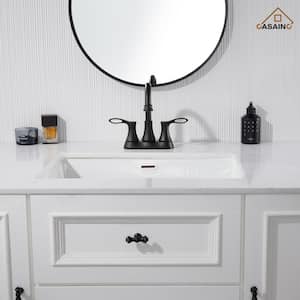 4 in. Centerset Double Handle High Arc Bathroom Sink Faucet Lavatory Faucet with Stainless steel Drain in Matte Black