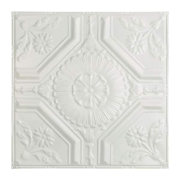 Great Lakes Tin Rochester 2 ft. x 2 ft. Nail Up Tin Ceiling Tile in Gloss White