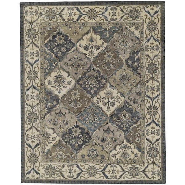 8 ft. x 11 ft. Gray, Ivory Paisley Area Rug