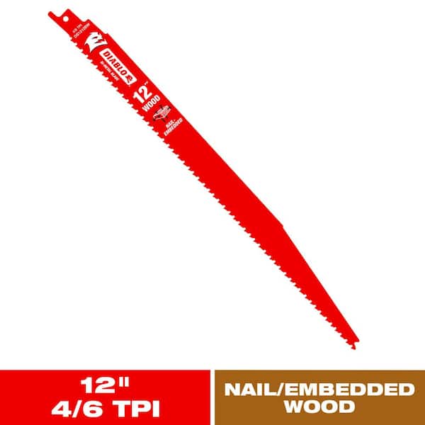 DIABLO 12 in. 4/6 TPI Bi-Metal Reciprocating Saw Blade for Nail-Embedded Wood