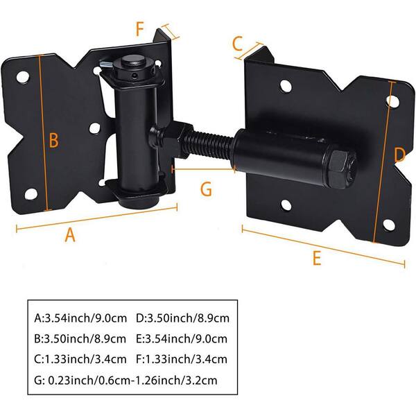 Vinyl Fence Gate Kit White Self Closing Gate Hardware Hinges Heavy Duty For Wooden/Vinyl/PVC Fences,90 Degree Adjustable, With Installation Screws And Swing Adjuster Tool,2 Pack/Set,Black Gate Sag Kit Heavy Duty