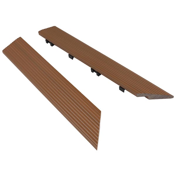 1/6 ft. x 1 ft. Quick Deck Composite Deck Tile Outside Corner Fascia in Peruvian Teak (2-Pieces/Box)