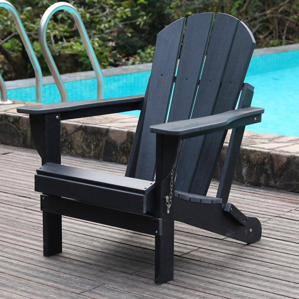 Black HDPE Folding Adirondack Chair with Wide Armrests and 380 lb. Capacity price history on PriceWatchPro