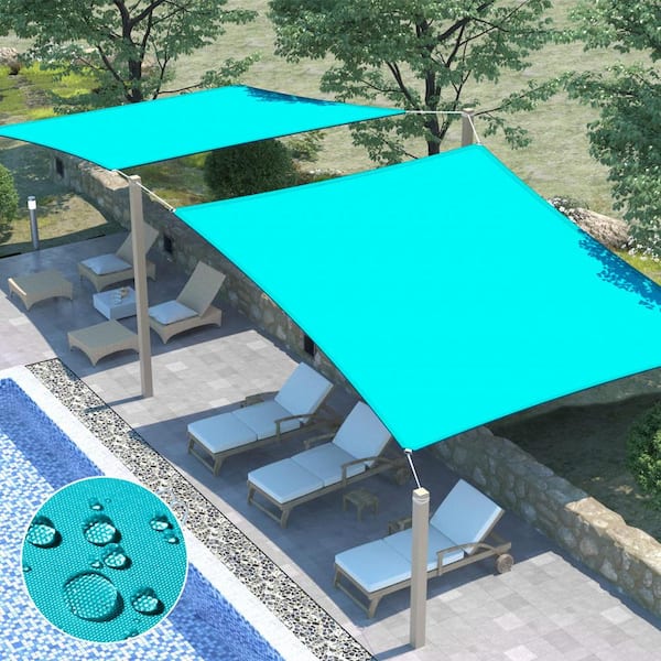 8 ft. x 12 ft. Turquoise Rectangle Heavy Weight Sun Shade Sail with UV Blockage and waterproof for Patio and Pool Cover