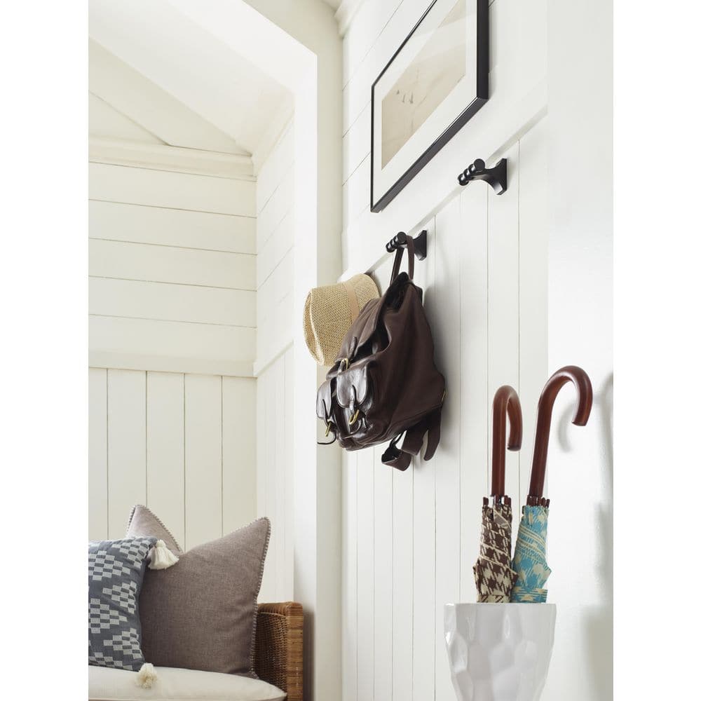 Matte Black Double Prong Wall Mounted Robe Hook
