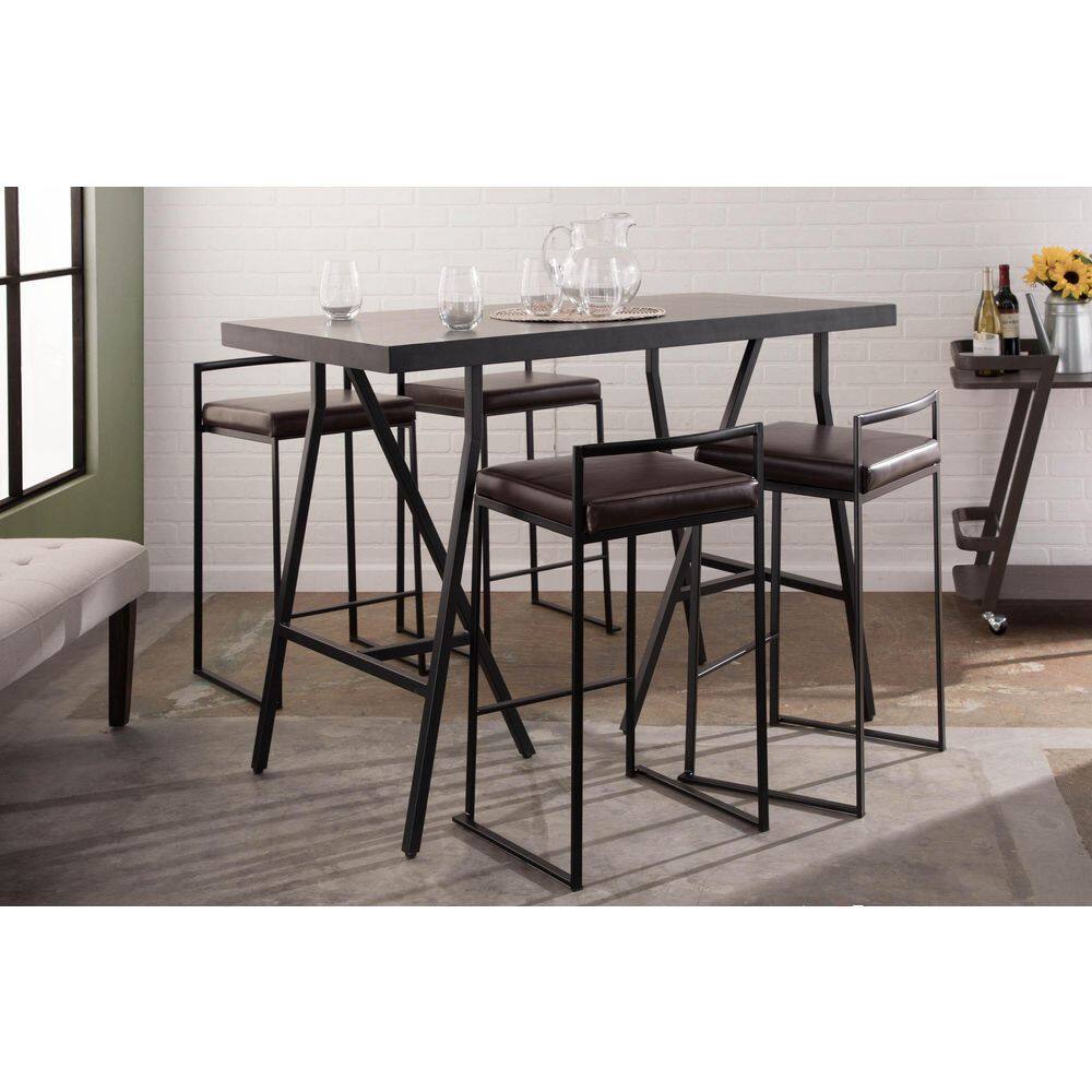 Fuji 31 in. Brown Faux Leather and Black Metal Stackable Counter Stool (Set of 3) price history on PriceWatchPro