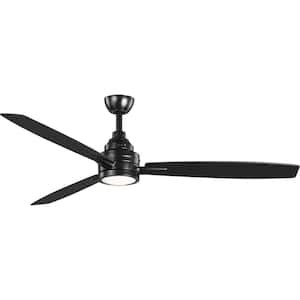 Gaze Collection 60 in. 3-Blade Indoor Black Industrial Ceiling Fan with LED Light and Remote