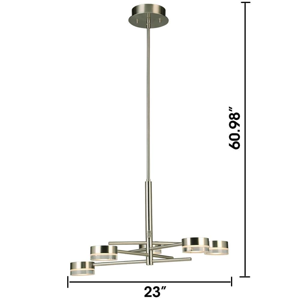 Brushed Nickel 5-Light Integrated LED Sputnik Chandelier
