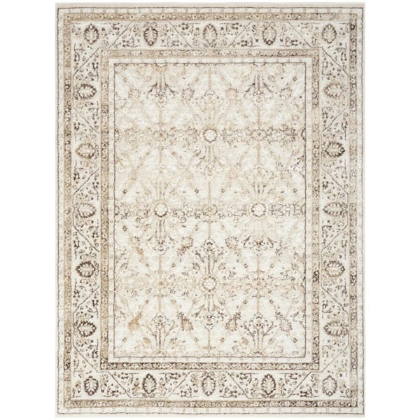 Dekor 4 ft. x 6 ft. Ivory Brown Diamond Traditional Area Rug