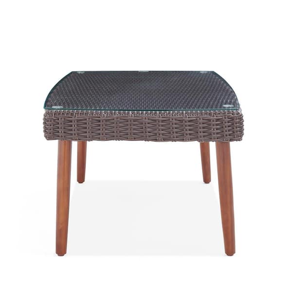 Wateday Patio Dark Brown Rectangle Wicker 17 in. Outdoor Coffee Table