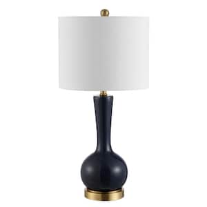 Gaetna 27 in. Navy Table Lamp with White Shade