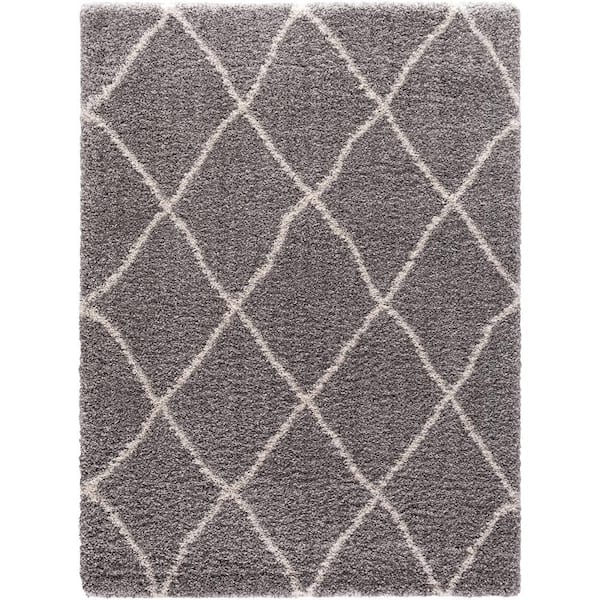 Ocean Shag Trellis Silver 8 ft. x 10 ft. Area Rug