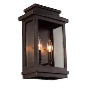 2-Light Oil Rubbed Bronze Outdoor Wall Lantern Sconce