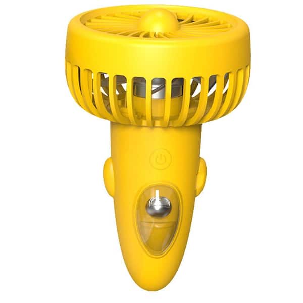 Adrinfly Portable 1200mAh Battery Rechargeable 3 in. 3 Fan Speeds Hands-Free Desk Fan Yellow with Lanyard, Quiet and Strong Wind