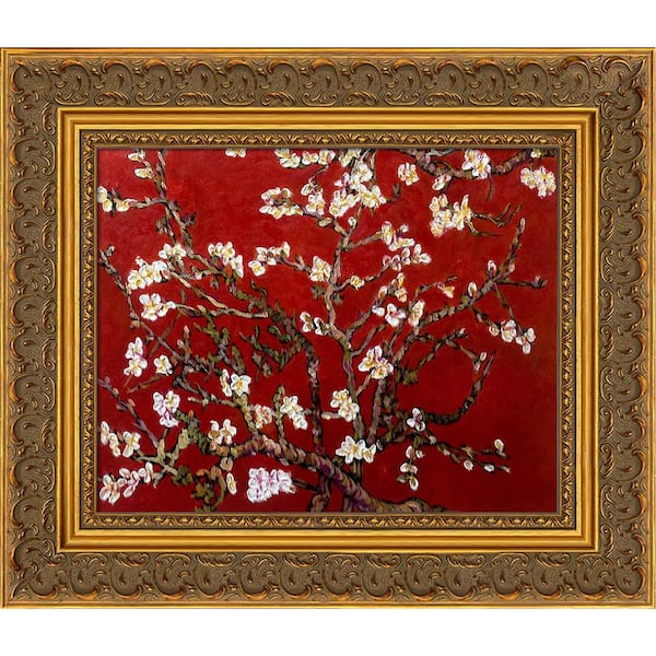 LA PASTICHE Branches of an Almond Tree in Blossom by Vincent Van Gogh Baroque Antiqued Framed Abstract Art Print 13.5 in. x 15.5 in.