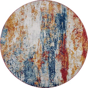 Diamond Abstract Multi-Color 8 ft. Round Indoor Area Rug