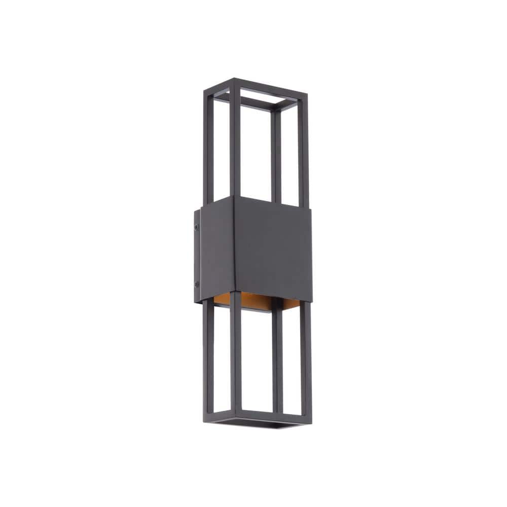 Nightvision 16 in. Black with Gold Integrated LED Outdoor Wall Sconce, 3000K price history on PriceWatchPro