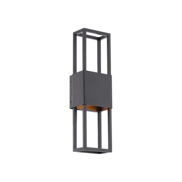 WAC Lighting Nightvision 16 in. Black with Gold Integrated LED Outdoor Wall Sconce, 3000K