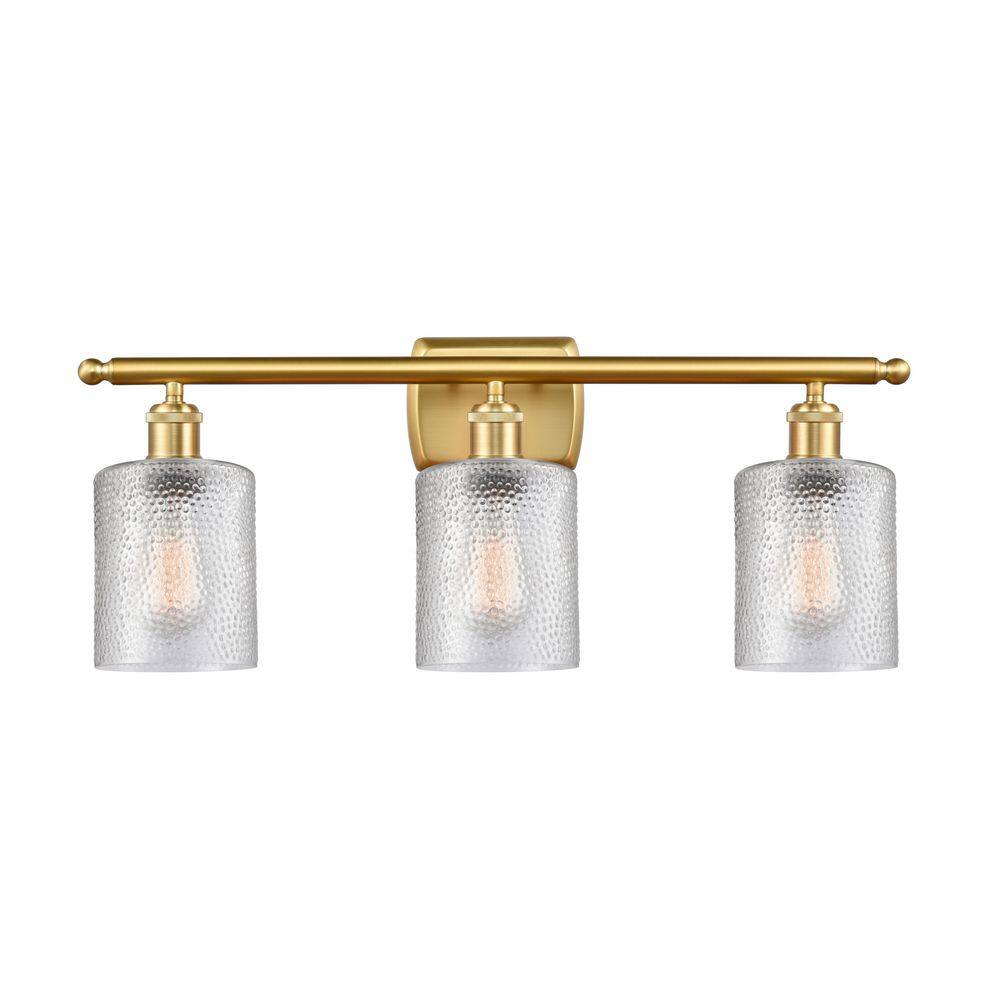 Cobbleskill 26 in. 3-Light Satin Gold Vanity Light with Glass Shade price history on PriceWatchPro