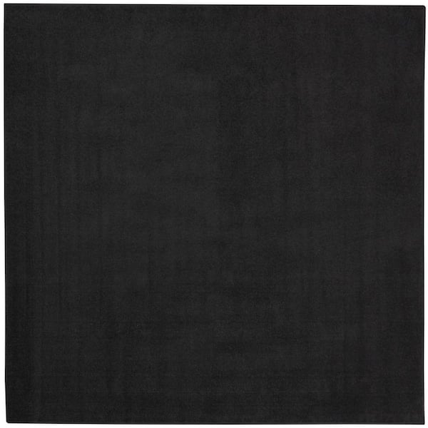 Black 7 ft. x 7 ft. Woven Polypropylene Indoor/Outdoor Area Rug