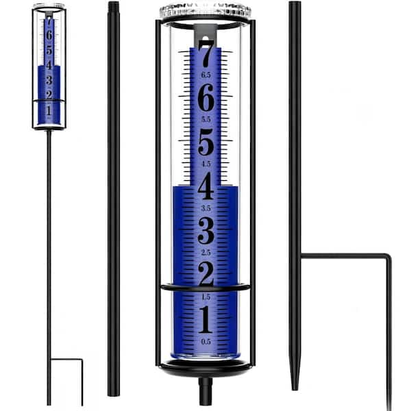 7 in. Rain Gauge for Yard with Adjustable Stake, Freeze-Resistant Tube, Large Easy-Read Numbers