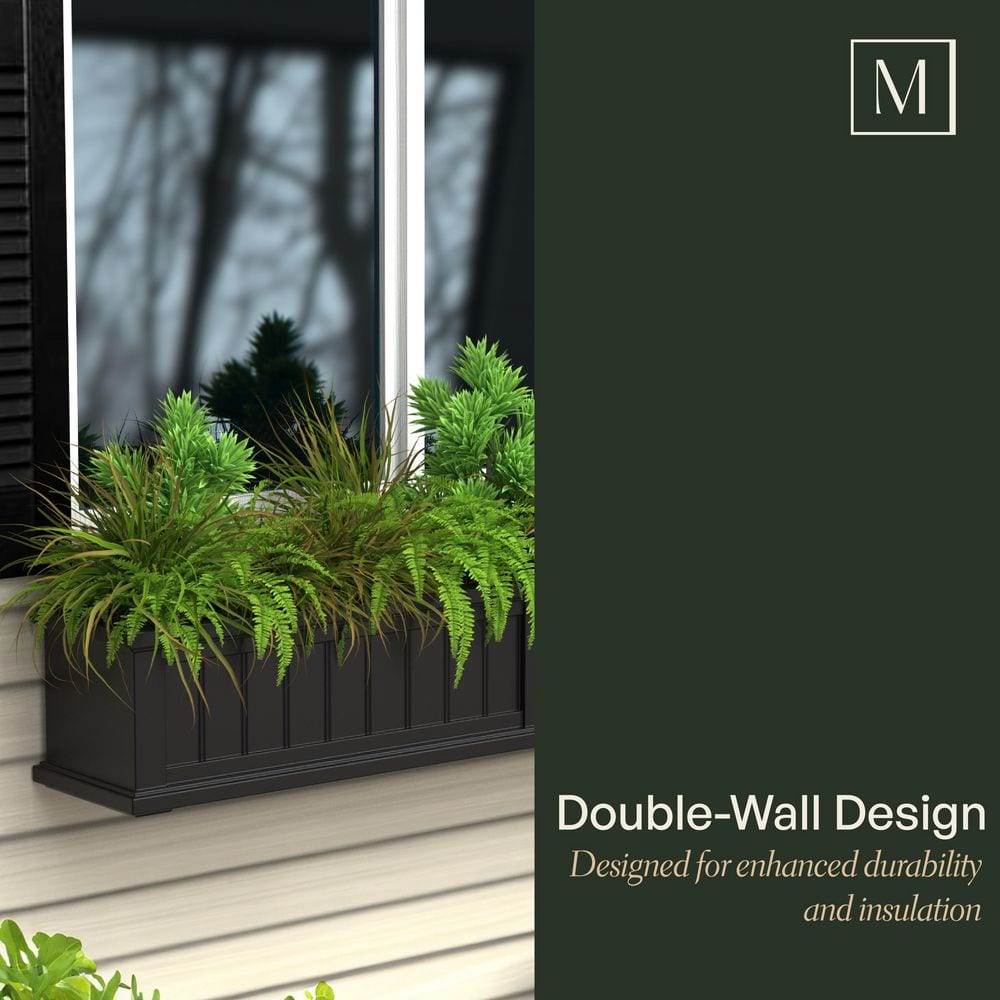 Cape Cod Black 48" Self-Watering Polyethylene Window Box Planter